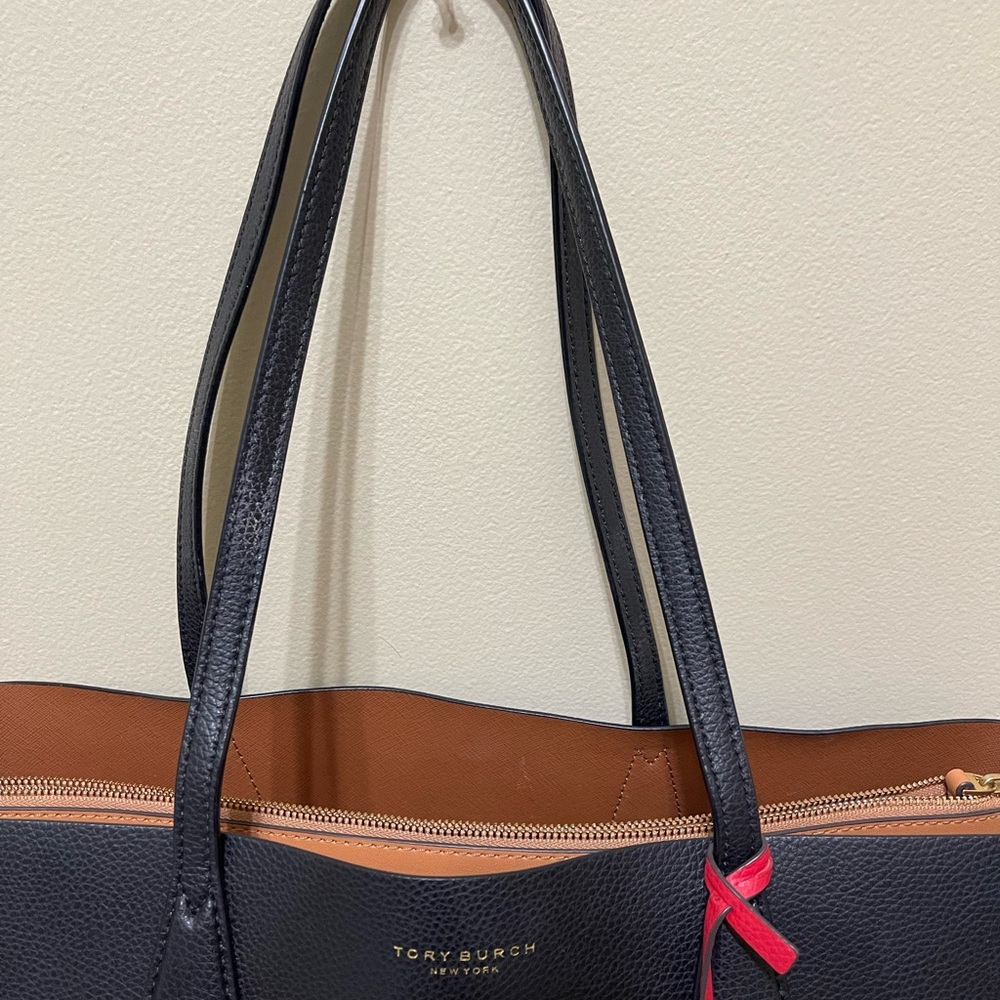 Tory Burch Perry Black Tote Bag with Red Accent - Picture 12 of 12